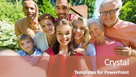  Presentation with generation - Presentation theme featuring people concept - happy family background and a coral colored foreground