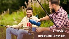  Presentation with people - Presentation design having people concept - happy friends fishing background and a tawny brown colored foreground