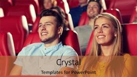  Presentation with movie theater - Slides having people concept - happy friends watching background and a red colored foreground