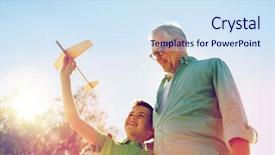 Presentation with dream sky - Beautiful presentation theme featuring people concept - happy grandfather backdrop and a sky blue colored foreground