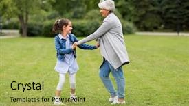  Presentation with dancing - Beautiful theme featuring people concept - happy grandmother backdrop and a yellow colored foreground