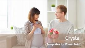  Presentation with birthday wife - PPT theme enhanced with people concept - happy husband background and a coral colored foreground