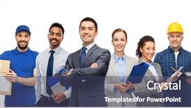  Presentation with international business - Presentation theme with people concept - happy international background and a ocean colored foreground