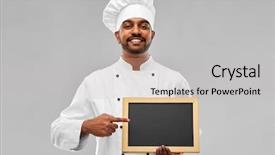  Presentation with cooking chef - Audience pleasing slide set consisting of people concept - happy male indian backdrop and a light gray colored foreground