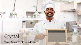  Presentation with indian restaurant - Theme having people concept - happy male indian background and a soft green colored foreground