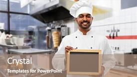  Presentation with cooking chef - Cool new theme with people concept - happy male indian backdrop and a coral colored foreground