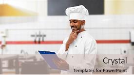  Presentation with indian restaurant - Presentation enhanced with people concept - happy male indian background and a soft green colored foreground