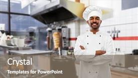  Presentation with cooking chef - Presentation with asian eastern cuisine food - cooking profession and people concept background and a gray colored foreground