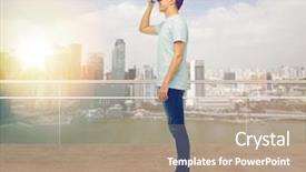  Presentation with entertainment - Presentation design with people concept - happy man background and a  colored foreground