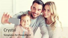  Presentation with restaurant family - Colorful PPT theme enhanced with people concept - happy mother father backdrop and a lemonade colored foreground