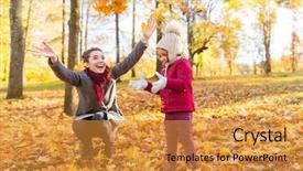  Presentation with season - Beautiful slides featuring people concept - happy mother backdrop and a gold colored foreground