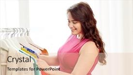  Presentation with clothing - Audience pleasing theme consisting of people concept - happy plus size backdrop and a lemonade colored foreground