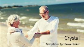  Presentation with family tourism - Presentation theme featuring people concept - happy senior couple background and a lemonade colored foreground