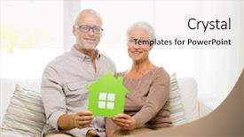  Presentation with green real estate - Cool new presentation with people concept - happy senior backdrop and a sky blue colored foreground