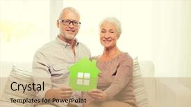  Presentation with green real estate - PPT layouts featuring people concept - happy senior background and a coral colored foreground