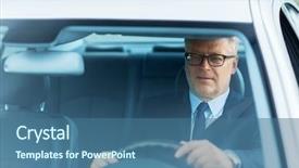  Presentation with automobile - Slide deck enhanced with people concept - happy senior background and a ocean colored foreground