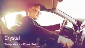  Presentation with automobile - Colorful slide deck enhanced with people concept - happy senior backdrop and a violet colored foreground