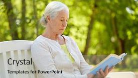  Presentation with happy retirement - Colorful presentation theme enhanced with people concept - happy senior backdrop and a mint green colored foreground