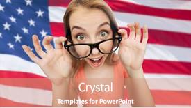  Presentation with teenage girl - Audience pleasing slide set consisting of people concept - happy surprised young backdrop and a coral colored foreground