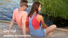  Presentation with teenage love - Slide set consisting of people concept - happy teenage couple background and a coral colored foreground