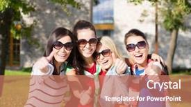  Presentation with happy holidays - Slide deck featuring people concept - happy teenage girls background and a coral colored foreground