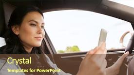  Presentation with road trip - Presentation design featuring people concept - happy woman driving background and a tawny brown colored foreground