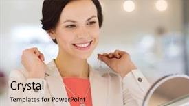  Presentation with consumerism - Colorful presentation enhanced with people concept - happy woman backdrop and a lemonade colored foreground