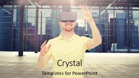  Presentation with virtual technology - Amazing theme having people concept - happy young man backdrop and a  colored foreground