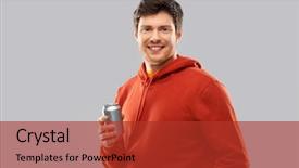  Presentation with red grey - Presentation design featuring cans pop - drinks and people concept background and a crimson colored foreground