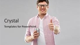  Presentation with people - Amazing PPT theme having cans pop - drinks and people concept backdrop and a light gray colored foreground
