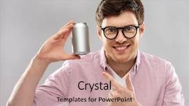  Presentation with people concept surgeon in mask - PPT theme with holding tin can with soda background and a soft green colored foreground