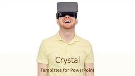  Presentation with virtual technology - Beautiful presentation design featuring people concept - happy young man backdrop and a cream colored foreground