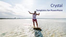  Presentation with skimboarding - Beautiful theme featuring people concept - happy young man backdrop and a sky blue colored foreground