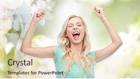  Presentation with teenage girl - PPT layouts featuring people concept - happy young woman background and a lemonade colored foreground