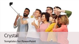  Presentation with race ethnicity - Theme featuring people concept - international group background and a lemonade colored foreground