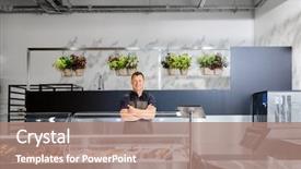  Presentation with retail food - Cool new PPT layouts with people concept - male seller backdrop and a coral colored foreground