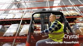  Presentation with safety driving - Cool new slide deck with people concept - male worker driving backdrop and a tawny brown colored foreground