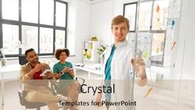  Presentation with team planning - Colorful presentation theme enhanced with people concept - man showing scheme backdrop and a coral colored foreground