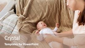  Presentation with soothing - Beautiful PPT theme featuring people concept - mother soothing backdrop and a coral colored foreground