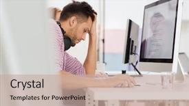  Presentation with technology education - Theme with people concept - sad stressed software background and a soft green colored foreground