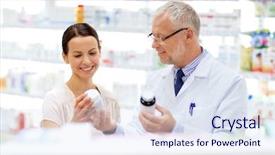  Presentation with apothecary - Colorful PPT theme enhanced with people concept - senior apothecary backdrop and a sky blue colored foreground