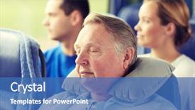  Presentation with road bus - Slide set featuring people concept - senior man sleeping background and a teal colored foreground