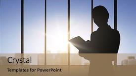  Presentation with business people silhouette - Audience pleasing PPT layouts consisting of people concept - silhouette of woman backdrop and a coral colored foreground