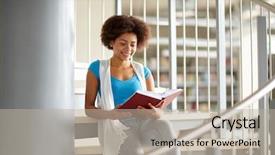  Presentation with african american high school - Audience pleasing slides consisting of people concept - smiling african american backdrop and a mint green colored foreground