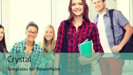 Presentation with education - Slides having people concept - smiling female student background and a seafoam green colored foreground