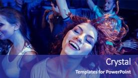  Presentation with celebration - Audience pleasing PPT layouts consisting of people concept - smiling friends dancing backdrop and a navy blue colored foreground