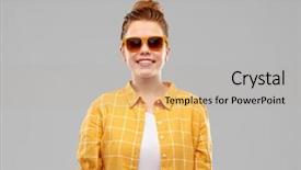  Presentation with red grey - Slide deck having people concept - smiling red background and a light gray colored foreground