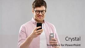  Presentation with soda - Amazing slide set having smartphone and drinking soda backdrop and a coral colored foreground