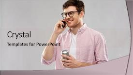  Presentation with soda - Slide set featuring smartphone and drinking soda background and a lemonade colored foreground