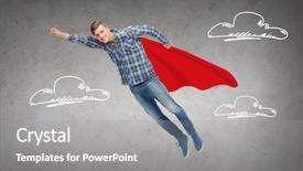  Presentation with movement - Amazing presentation theme having digital camera on white background and man isolated 3d illustration backdrop and a gray colored foreground